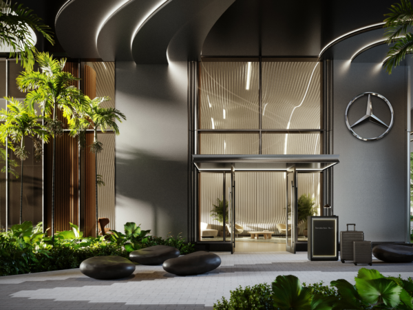 Lobby Exterior, Mercedes Benz Places Miami, JDS Development Group, by The Boundary